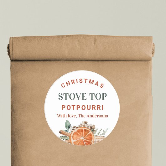 Kerst Kookplaat Potpourri Cadeau Ronde Sticker