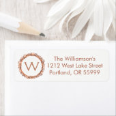 Kerst koper-look bessen krans monogram label (Insitu)