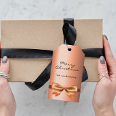 Kerst koper metaalachtige monogram sierlijk cadeaulabel