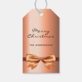 Kerst koper metaalachtige monogram sierlijk cadeaulabel (Voorkant)
