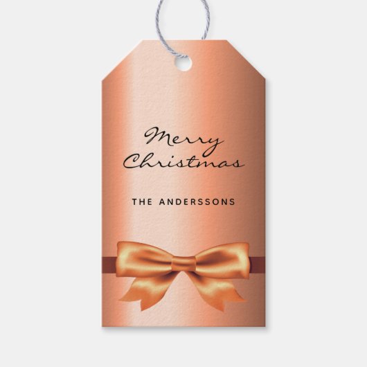 Kerst koper metaalachtige monogram sierlijk cadeaulabel (Voorkant)