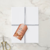 Kerst koper metaalachtige monogram sierlijk cadeaulabel (Met Touw)