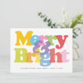 Kerst Koppel Foto Modern Merry and Bright Feestdagenkaart (Staand voorkant)