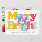 Kerst Koppel Foto Modern Merry and Bright Feestdagenkaart (Voorkant / Achterkant)