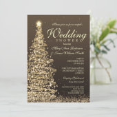 Kerst Koppels Douchen Goud Kaart (Staand voorkant)