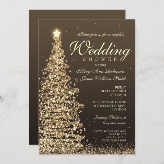 Kerst Koppels Douchen Goud Kaart (Voorkant / Achterkant)