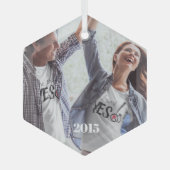 Kerst Koppels Foto Glas Ornament (Voorkant)