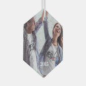 Kerst Koppels Foto Glas Ornament (Voorkant Rechts)