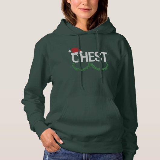 Kerst Koppels Overeenkomende Borst en Noten Kerstm Hoodie (Voorkant)