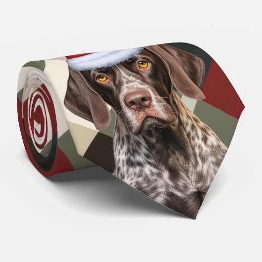 Kerst Korthaar Pointer Hond Plaid Kerstmis Stropdas (Opgerold)