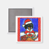 Kerst Korthalsdachshund Magneet (Voorkant / Achterkant)