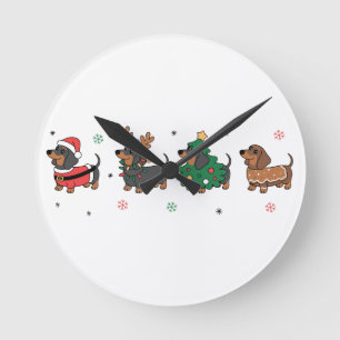 Kerst Kortharige Honden Cute Kerstfeest Sausage Do Ronde Klok