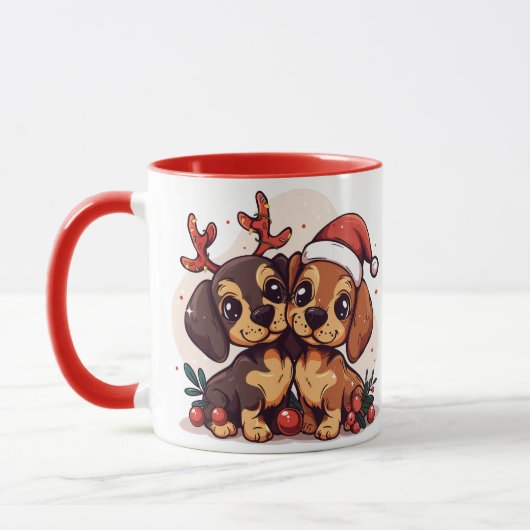 Kerst Kortharige Honden Mok (Links)