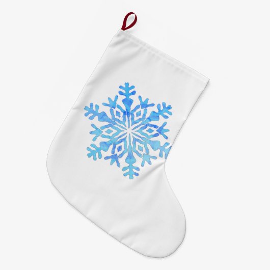 Kerst kous blauw sneeuwvlok ontwerp grote kerstsok (Voorkant (Hangend))