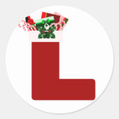 Kerst kous envelop afdichtingen ronde sticker (Voorkant)