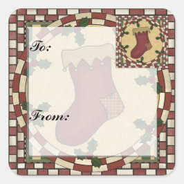 Kerst Kous Gift Label Sticker