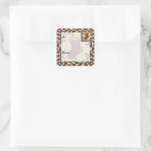Kerst Kous Gift Label Sticker (Tas)