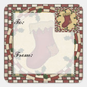 Kerst Kous Gift Label Sticker (Voorkant)