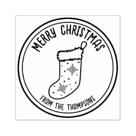 Kerst Kous Line Art Design Vrolijk Kerstfeest Rubberstempel