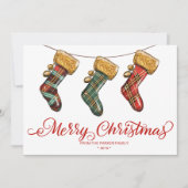 Kerst Kous Vakantie Groet Kaart (Voorkant)