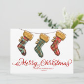 Kerst Kous Vakantie Groet Kaart (Staand voorkant)