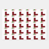 Kerst Kous Wrapping Papier Bladen Set van 3 Inpakpapier Vel (Voorkant 2)