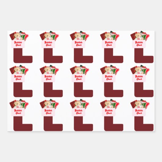 Kerst Kous Wrapping Papier Bladen Set van 3 Inpakpapier Vel (Voorkant 3)