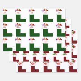 Kerst Kous Wrapping Papier Bladen Set van 3 Inpakpapier Vel