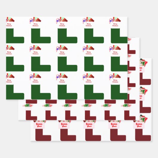 Kerst Kous Wrapping Papier Bladen Set van 3 Inpakpapier Vel (Set)