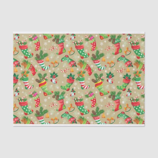 Kerst Kousen en Speelgoed Tissue Paper Tissuepapier (Voorkant)