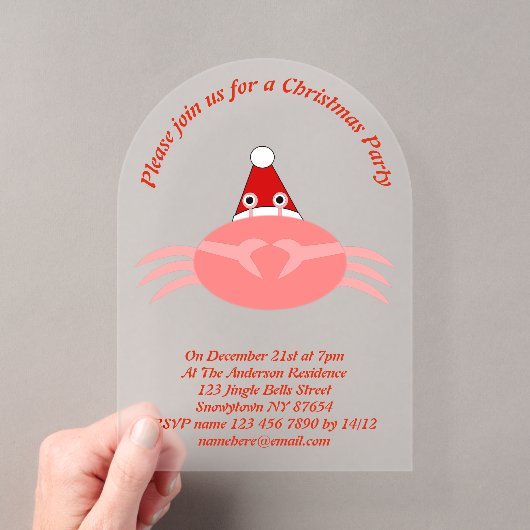 Kerst Krab Aangepast Acryl Uitnodigingen (Insitu (Draagbaar))