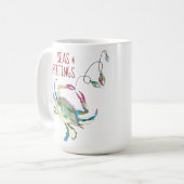 Kerst Krab Koffiemok Strand (Voorkant links)