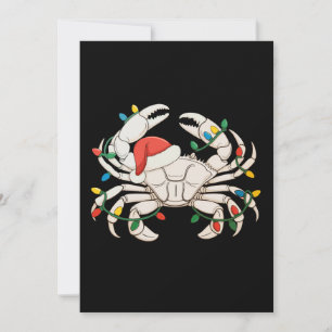 Kerst Krab Santa Hoed Xmas Lichten Zee Dier Feestdagenkaart