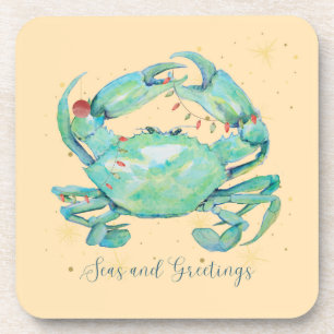 Kerst Krab Strand Bier Onderzetter