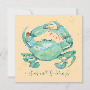 Kerst Krab Strand Feestdagenkaart