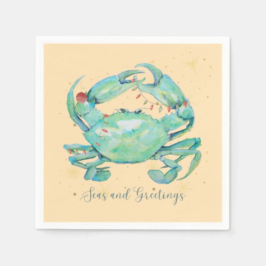 Kerst Krab Strand Servet (Voorkant)