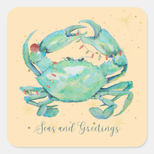 Kerst Krab Strand Vierkante Sticker