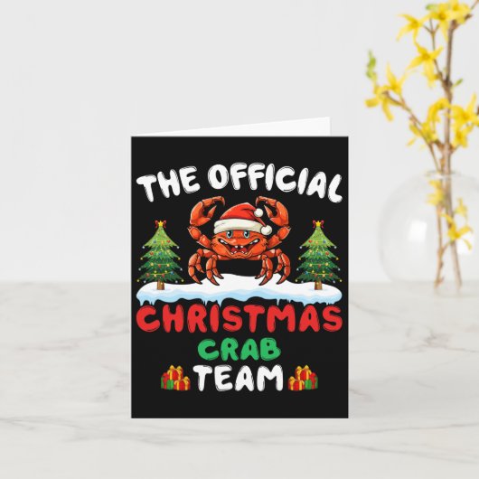 Kerst Krab Team - Krab dragen van Santa Hat Kerstm Kaart (Gele Bloem)