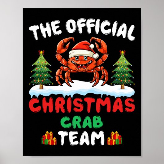 Kerst Krab Team - Krab dragen van Santa Hat Kerstm Poster (Voorkant)