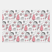 Kerst Krabbels Inpakpapier Set van 3 Vel (Voorkant)