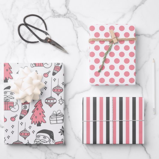 Kerst Krabbels Inpakpapier Set van 3 Vel (Voorkant)