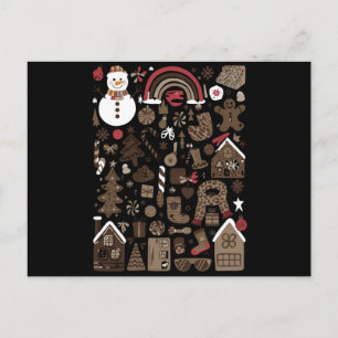 Kerst Krabbels Retro Vakantie Vintage Bomen  Briefkaart
