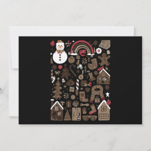 Kerst Krabbels Retro Vakantie Vintage Bomen Feestdagenkaart
