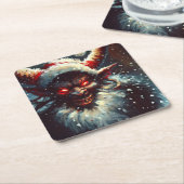 Kerst Krampus 1 Kartonnen Onderzetters (Schuin)