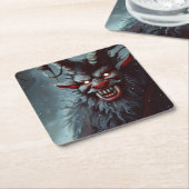 Kerst Krampus 2 Kartonnen Onderzetters (Schuin)