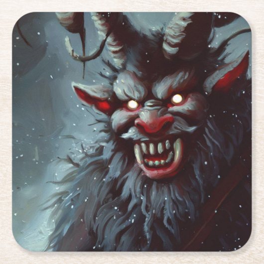 Kerst Krampus 2 Kartonnen Onderzetters (Voorkant)