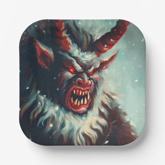 Kerst Krampus 3 Papieren Bordje (Voorkant)