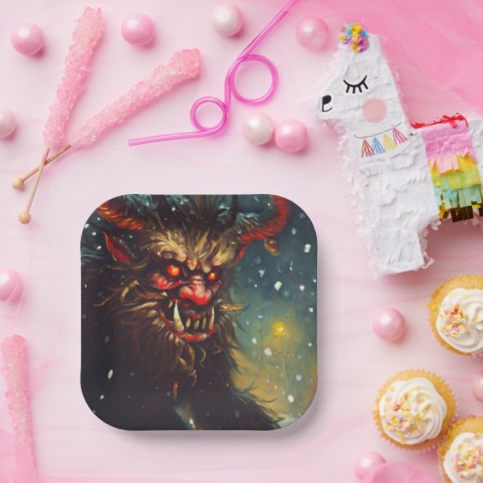 Kerst Krampus 4 Papieren Bordje (Feest)