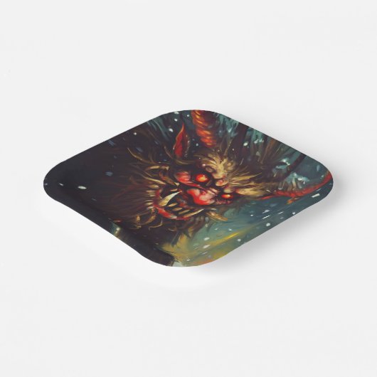 Kerst Krampus 4 Papieren Bordje (Gebogen)