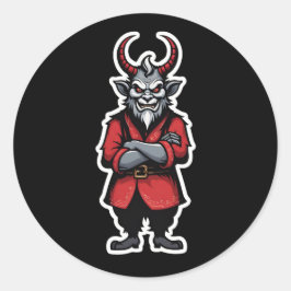 Kerst Krampus armen gekruist Ronde Sticker
